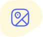 Icône représentant une croix ou un symbole d'interdiction en bleu sur fond jaune pastel