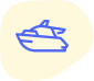 Icône de yacht bleu stylisé sur fond jaune clair représentant un bateau de croisière