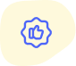 Icône de certification avec badge de qualité et symbole de validation en bleu